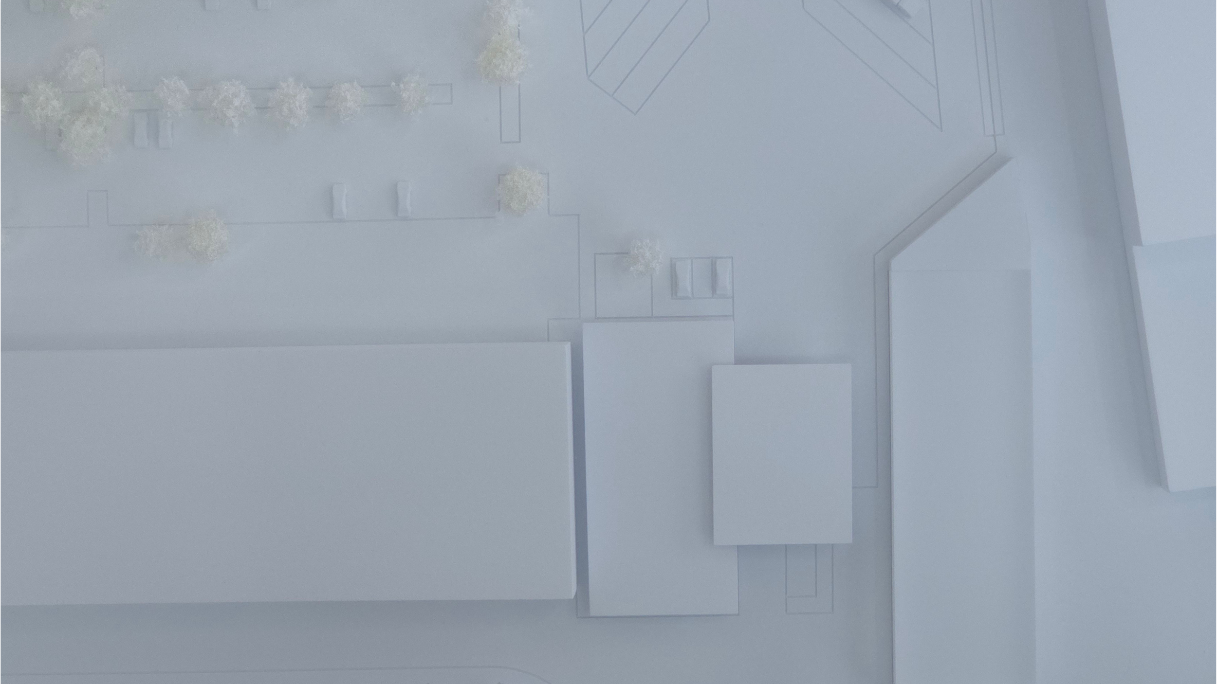 Übersicht Werksareal: Baukörper und Einbindung der Erweiterung im Maßstab 1:500.